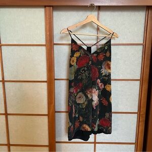 Alice + Olivia Floral Silk Spaghetti Strap Dress Large